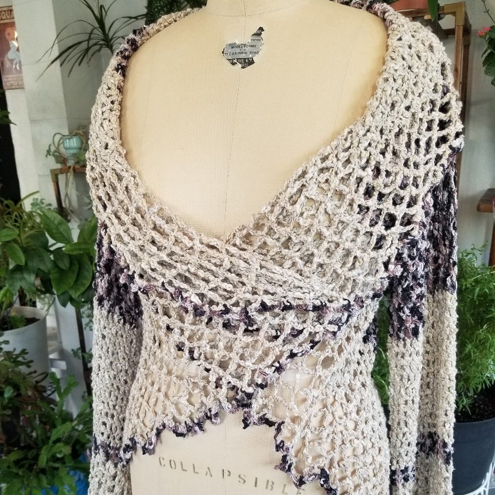 Summer Crochet MANDALA BOHO Bohemian Handmade Sweater SM MED